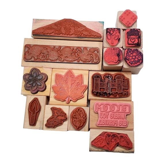Vtg Junk Drawer Lot of 15 Flowers Floral Gardening Rubber Stamps All Night Media - Picture 4 of 7